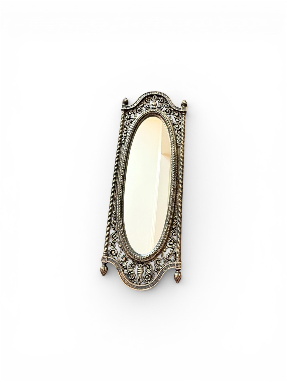 Vintage Homco Filigree MIRROR 25”x8,5” Ornate Black Gold Hollywood Glamour USA - Picture 13 of 15